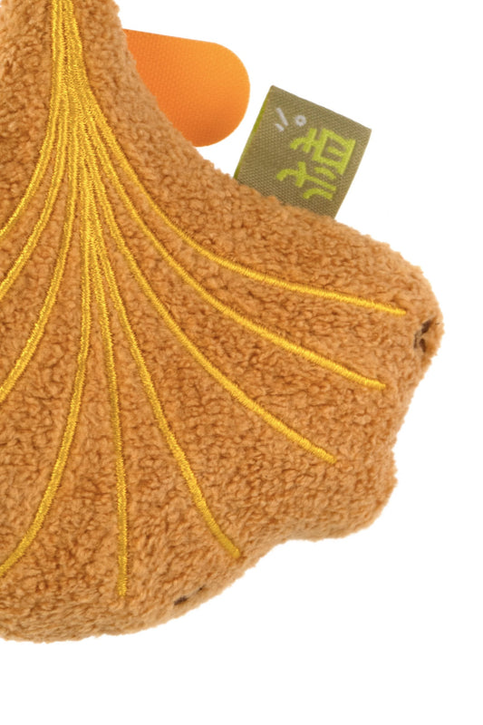 Golden ginkgo leaf plush embroidered detail