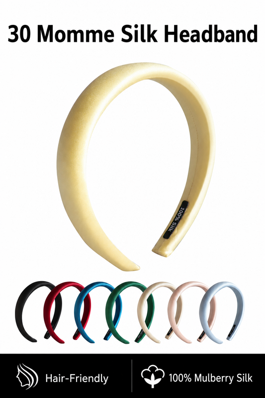 OCRUSH glossy mulberry silk headband in multiple colors