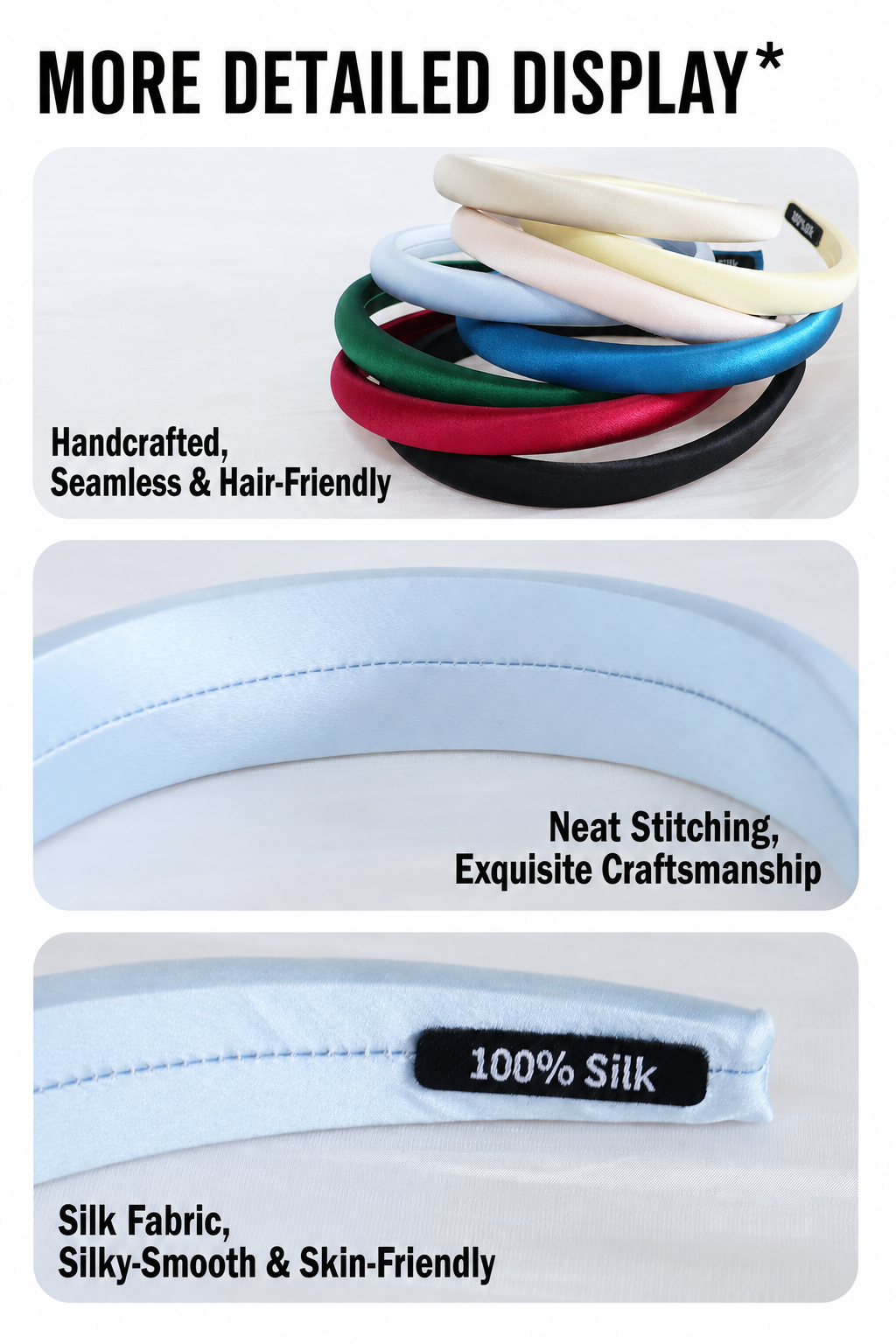 Glossy mulberry silk headband lifestyle image