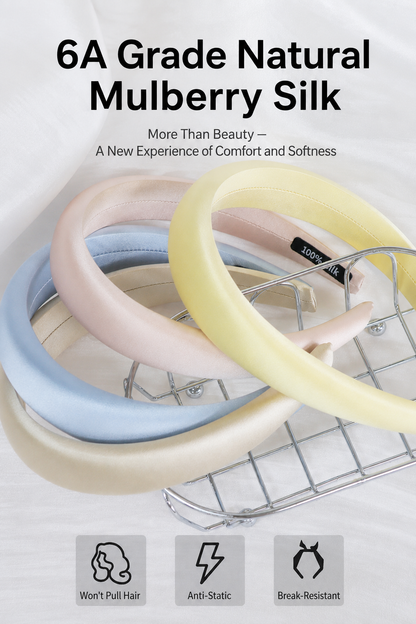 Glossy mulberry silk headband lifestyle image
