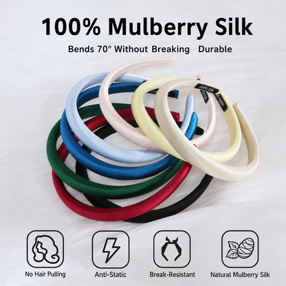 Glossy mulberry silk headband lifestyle image