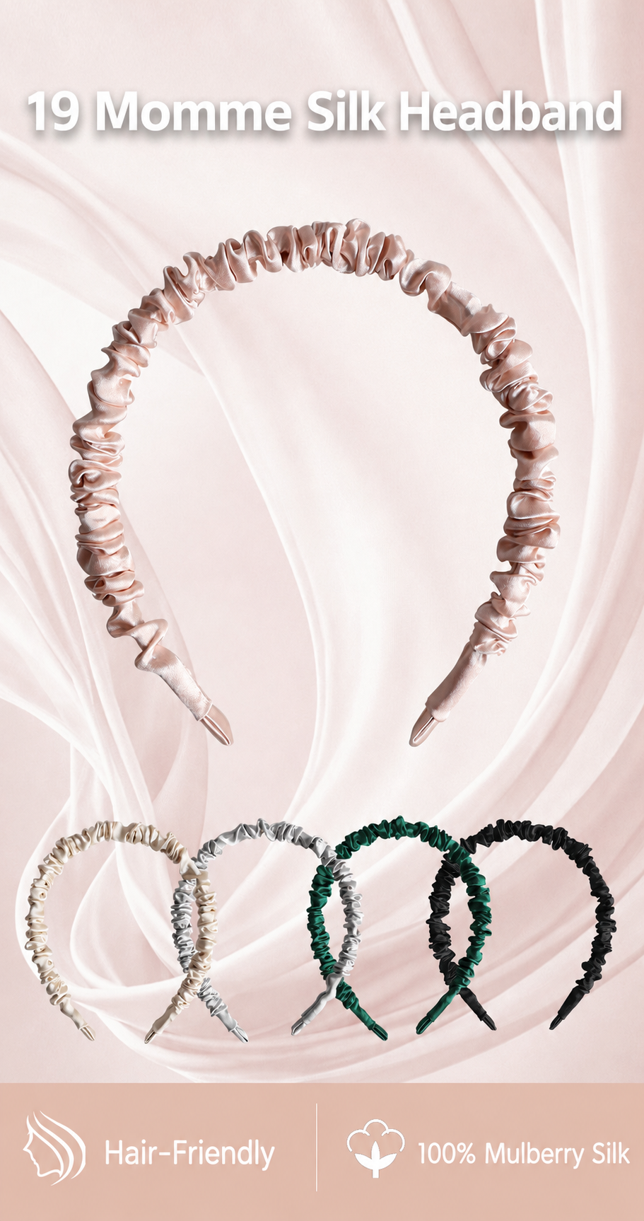 OCRUSH ruched silk headband detail