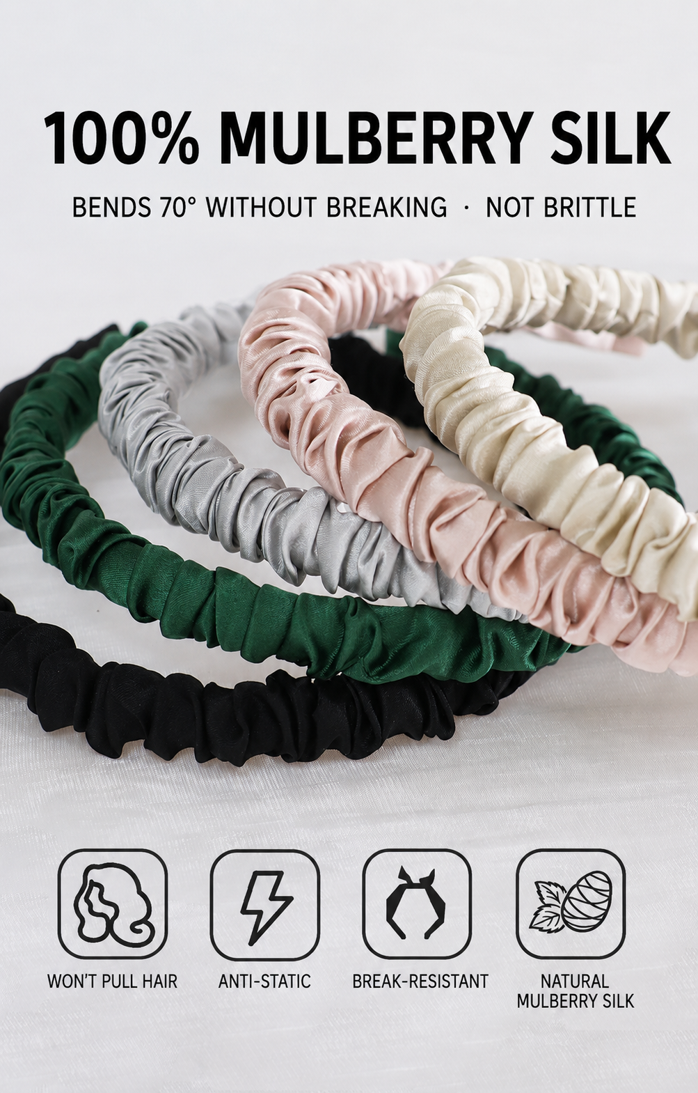 OCRUSH ruched silk headband detail