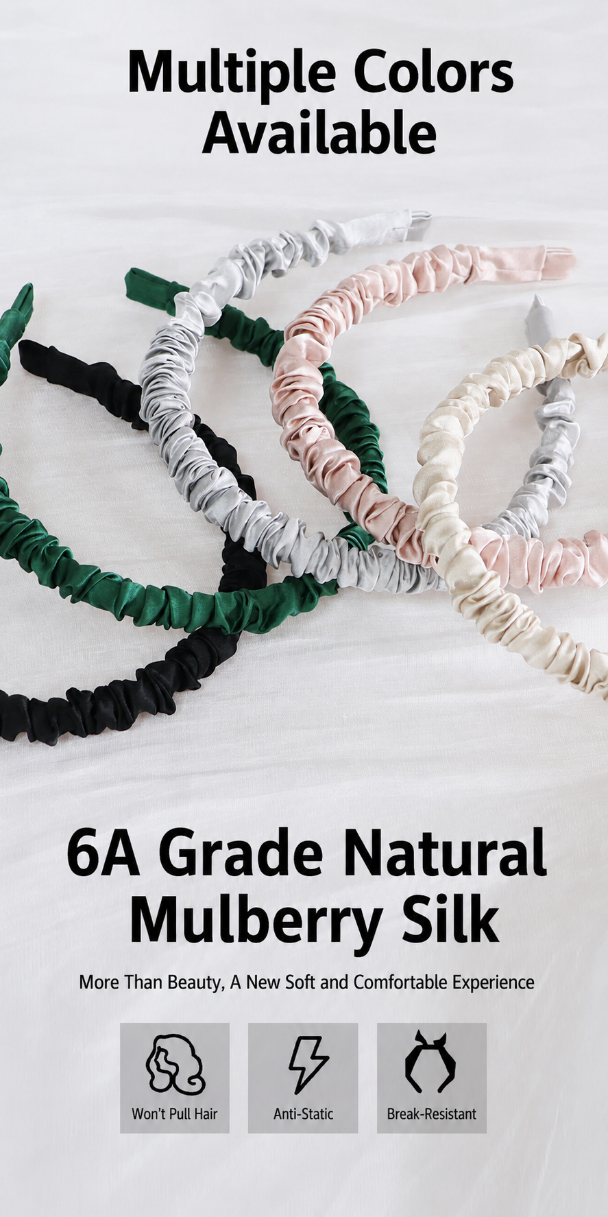 OCRUSH ruched silk headband detail