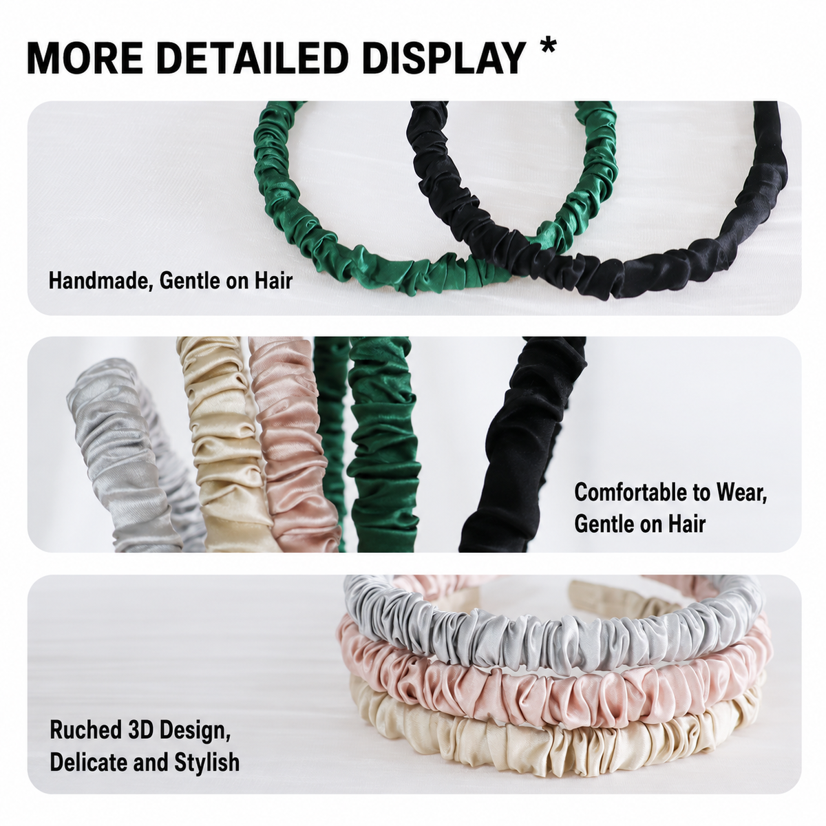 OCRUSH ruched mulberry silk headband color collection