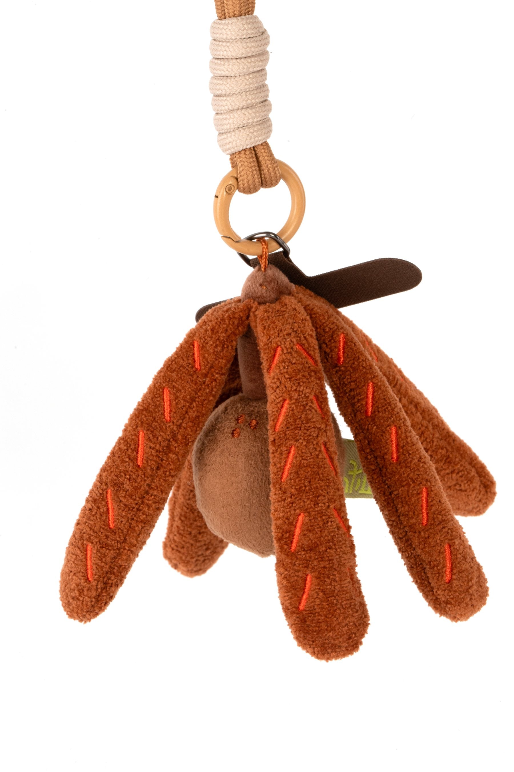 Orange tropical leaf plush keychain