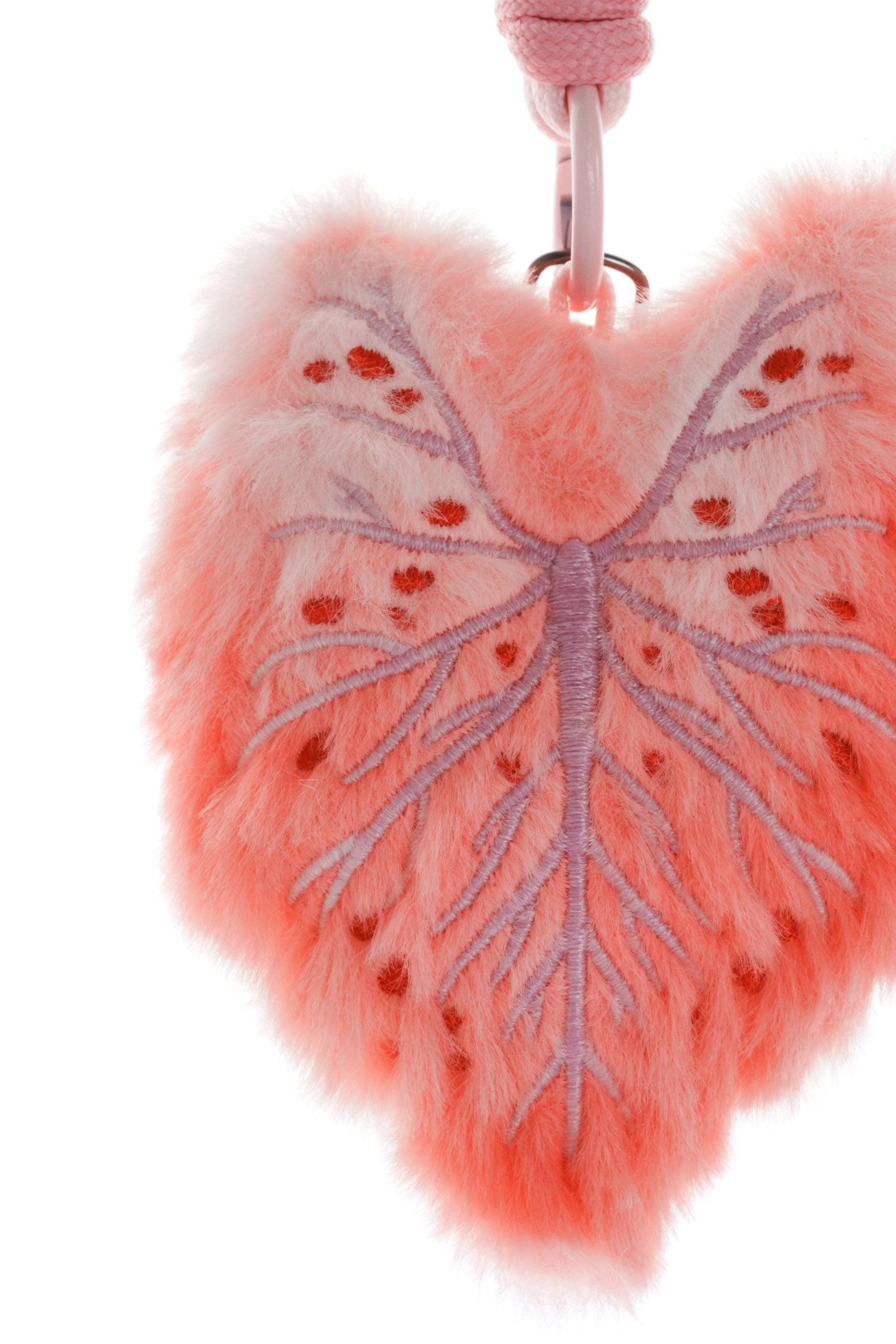Pink furry leaf plush keychain variation