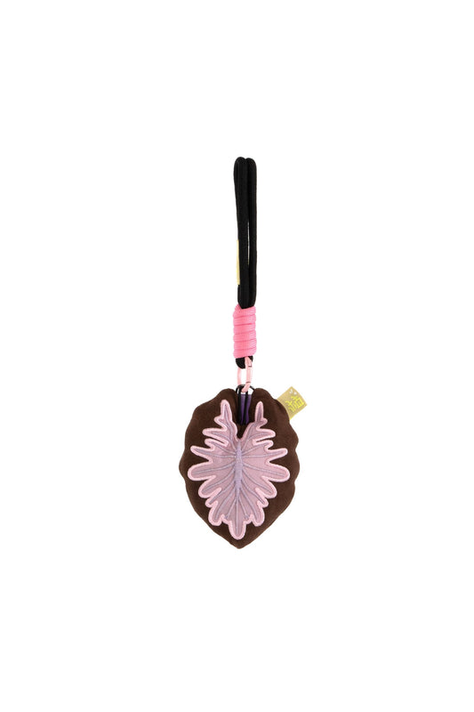 Purple caladium leaf plush keychain